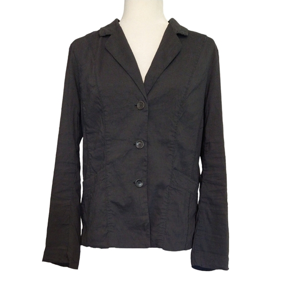 Eileen Fisher Organic Linen Blend Gray Lightweight Button-Up Blazer Modern - Picture 1 of 8
